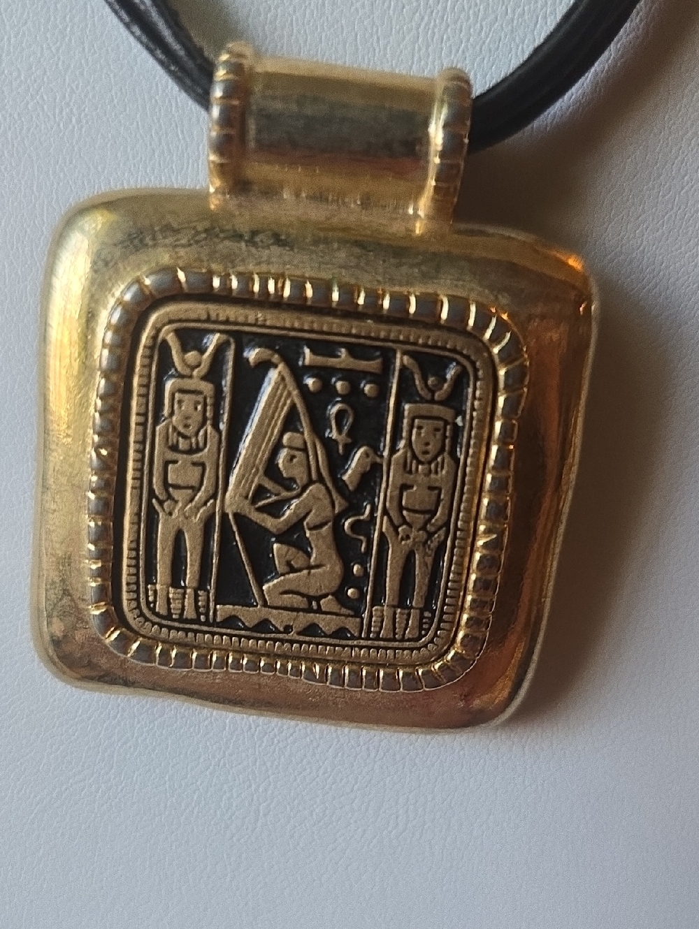 Gold-Tone Egyptian Motif Pendant Necklace - Women's Accent Jewelry.